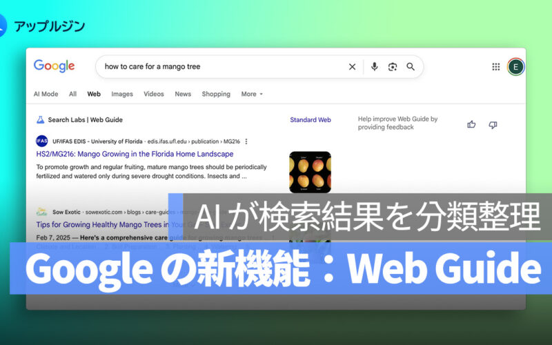 Google の新機能「Web Guide」：AI が検索結果を分類整理