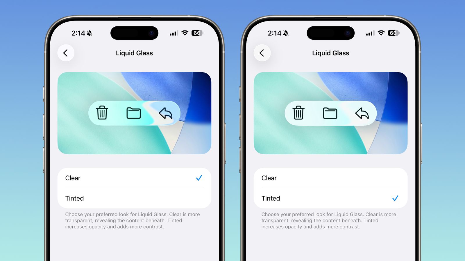 iOS 26.1 Liquid Glass Option